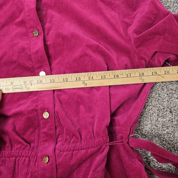 Draper James RSVP Corduroy Shirt Dress Sz Large Fuchsia Belted - Picture 10 of 11